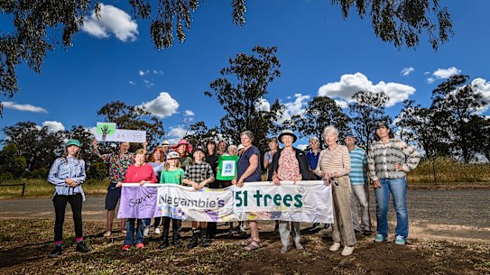 Residents opposed to the removal of 51 trees at the Elloura development in Nagambie. 