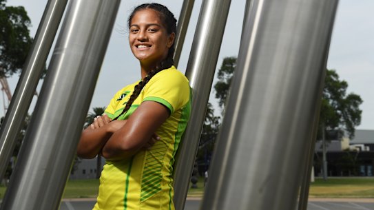 'Big Girl': Sariah Paki is the youngest ever player to compete for Australia in the Sevens World Series .
