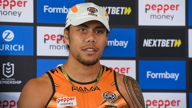 Jarome Luai fronts the media for the first time since signing for the PNG Chiefs from 2028.