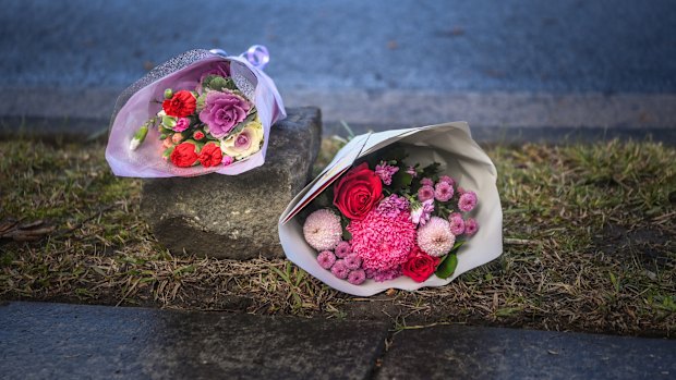 Flowers left at the site of a fatal crash in Wantirna South last year.