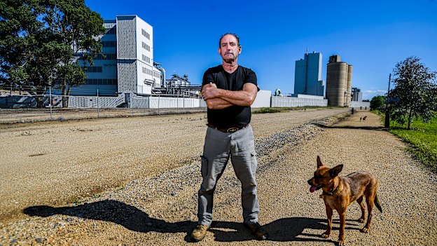 Numurkah labourer Kevin Green is suing GrainCorp Oilseeds, saying it has been making his family sick for years.