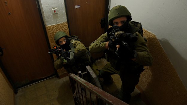 Members of the Israeli military’s counter terrorism unit  during a simulated drill where they practice daily in the event of an attack in northern Israel.