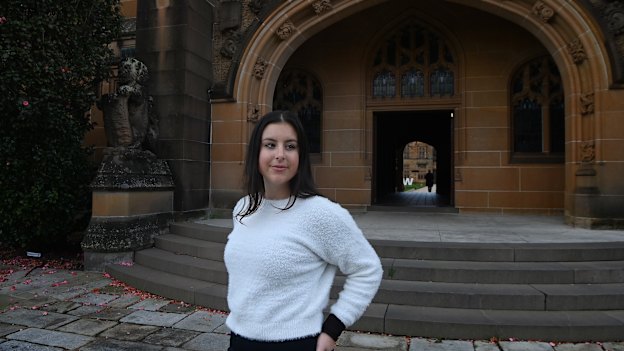 Maddi Eveleigh started working at 14 part-time in her small town to help pay for university in Sydney.