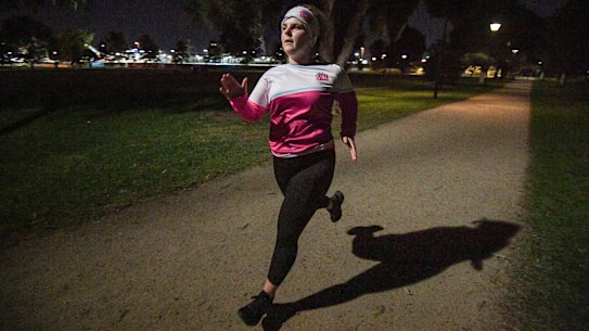 Tessa Gould, a member of Run Like A Girl in Kensington, runs four times a week through winter.