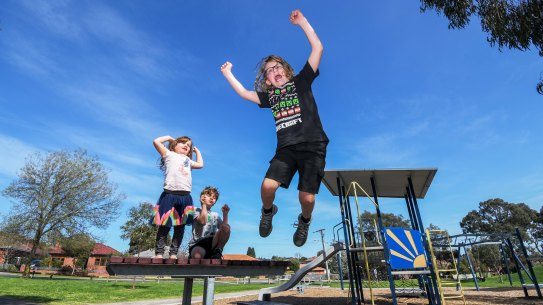 Rocco (9) Reggie (7) and Evie (4) are happy that playgrounds will be reopening. 