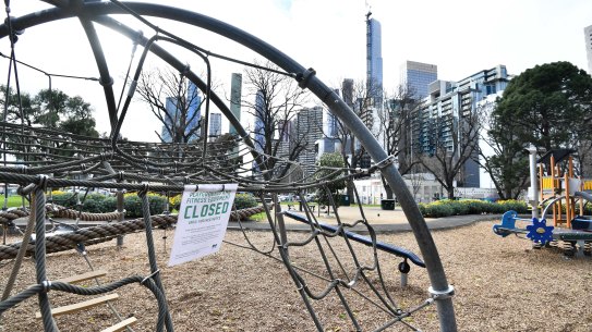 The playground at Flagstaff Gardens was closed on Tuesday.