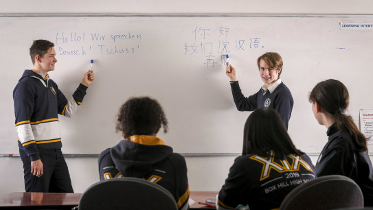 Box Hill High School students learn Mandarin and German.
