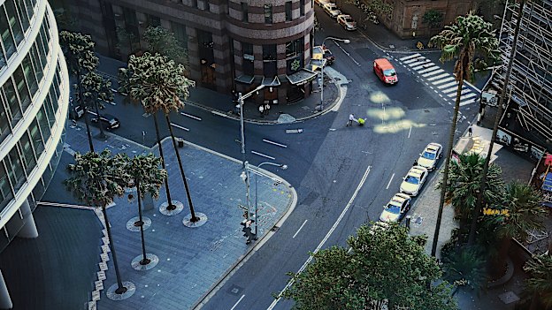 A near empty Bent Street in Sydney on Wednesday.