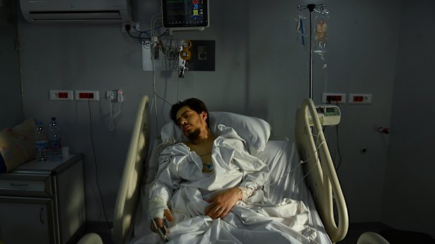 Ali Hussein, 20, is one of about a dozen Syrian workers who were targeted by the Israel Defence Forces while unloading poultry from a truck at a chicken farm.