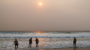 Maroubra Beach on Friday as air quality in Sydney was ranked the ninth poorest among capital cities in the world.