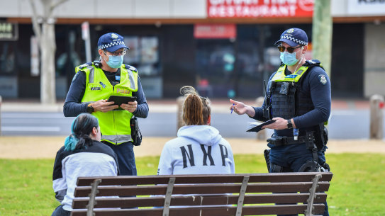 Police patrols in Werribee on Tuesday. 