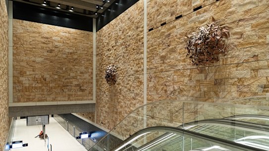 The new metro station at Barangaroo, on the western side of Sydney’s CBD.