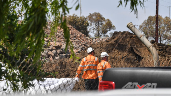 West Gate Tunnel construction in New Street, South Kingsville.