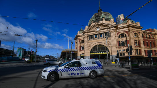 Empty streets in Melbourne’s CBD during the state four lockdown.