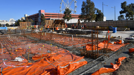 Building work on Docklands Primary School, which opened in 2021.