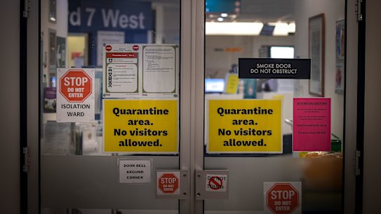 A COVID-19 isolation ward at the Austin Hospital.