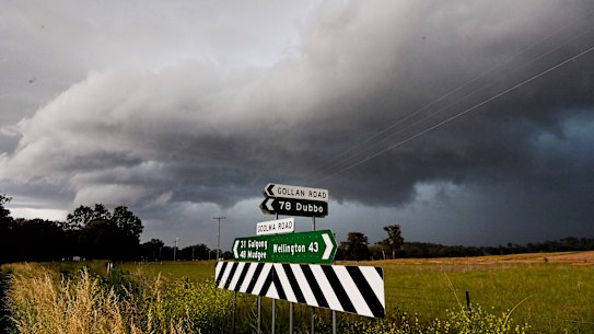 Violent storms with torrential rain near NSW’s Mudgee region yesterday.