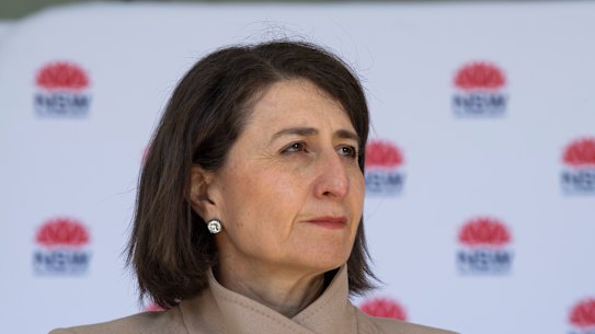 NSW Premier Gladys Berejiklian updating the Covid-19 numbers on Tuesday.