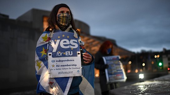 Anti-Brexit demonstrators in Edinburgh. 