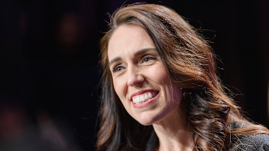 New Zealand Prime Minister Jacinda Ardern speaks to the media.