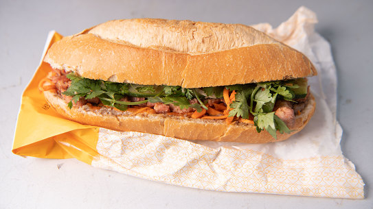 The classic banh mi pork roll from  Phuoc Thanh Bakery in Richmond.