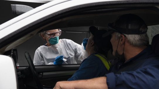 COVID-19 Drive through testing clinic, Moree.  Moree  are experiencing an increase in COVID-19 numbers. Coronavirus. 8th November 2021 Photo Louise Kennerley SMH