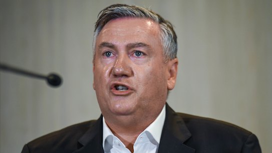 Eddie McGuire fronts a press conference after the release of a report into racism at Collingwood.