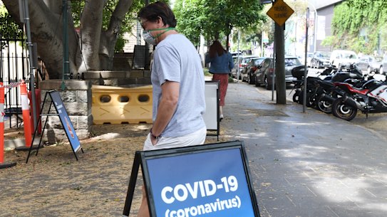 A man near the coronavirus clinic entrance at RPA Hospital last week.