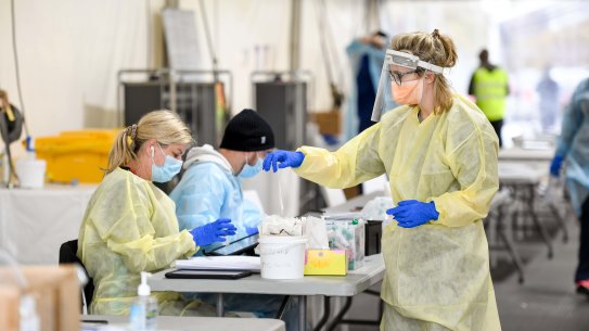 A testing centre in Albert Park in Melbourne. 