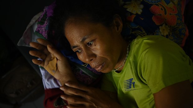 Maia Domingas, 38, has advanced cervical cancer and lies in the gynaecology unit ward waiting to see if she is eligible for treatment overseas.