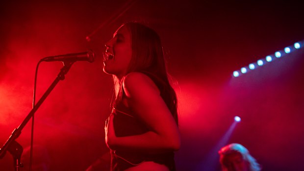 Australian singer Hatchie performing at Mary’s Underground in 2022.
