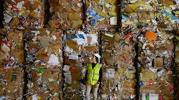Australian Council of Recycling CEO Suzanne Toumbourou at a material recovery facility in Sydney,