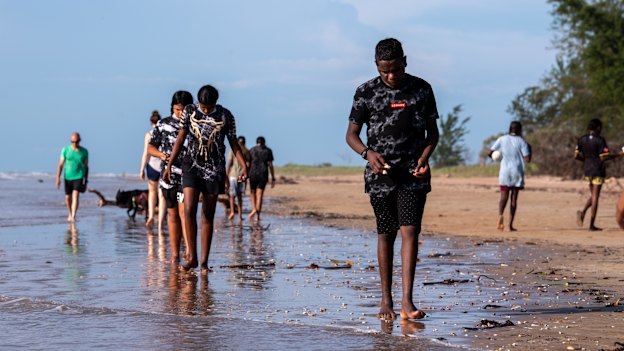 Boarding students at Haileybury Rendall School in Darwin on a trip to Casuarina Beach.