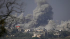 Smoke rises following an Israeli airstrike in the Gaza Strip. 