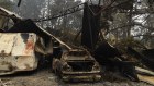 Fire damage in the backyard of a home at Wingello.