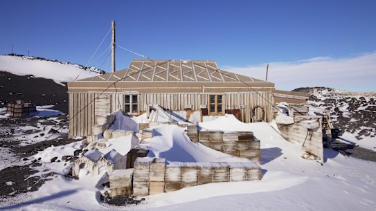 The hut and surrounds at Cape Royds.