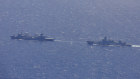 People’s Liberation Army-Navy Fuchi-class replenishment vessel Weishanhu, and Renhai-class cruiser Zunyi.