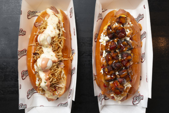 Paco (left) and Mochi hot dogs at StreetDogz in Thornbury.