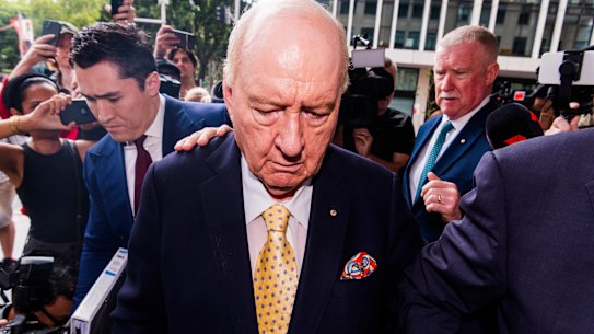 Alan Jones arrives at court on Wednesday.