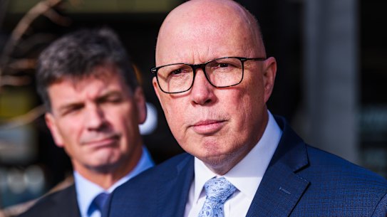 Peter Dutton, right, and Angus Taylor won’t be going to the election with a tax cuts promise.