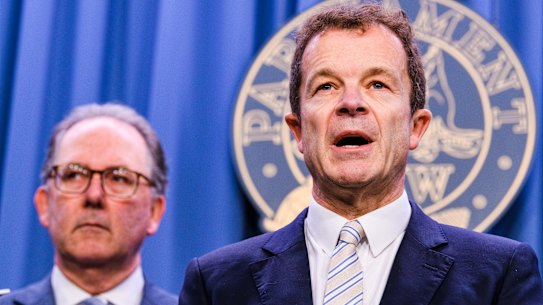 NSW Opposition Leader Mark Speakman and one his potential contenders, the member for Wahroonga, Alister Henskens. 