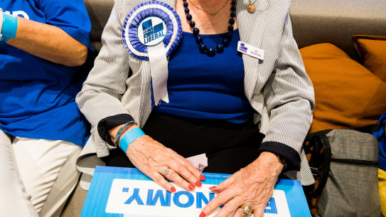 Election campaign. Australian Prime Minister Scott Morrison attends a rally for Liberal Party supporters at The Camfield in Perth. The Federal election will be held on Saturday 21st May 2022. Photographed Tuesday 19th April 2022. Photograph by James Brickwood. SMH NEWS 220419 ausvotes22.