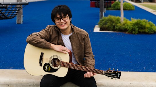 Oliver Long bought a guitar to learn during lockdown. 