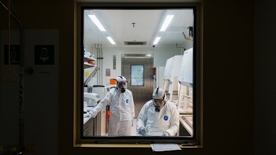 The variant lab – seen here through thick protective glass.