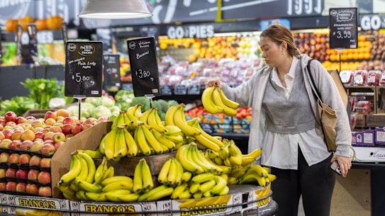 Prices for fruit and vegetables increased by 2.3 per cent last month.