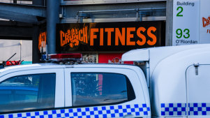Crunch Gym in Mascot where a woman was allegedly stabbed in the gyms carpark just after lunchtime.