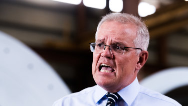 Prime Minister Scott Morrison campaigning in Townsville on Tuesday.