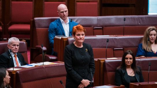 One Nation leader Pauline Hanson said the party would spearhead the campaign against an Indigenous Voice to Parliament.