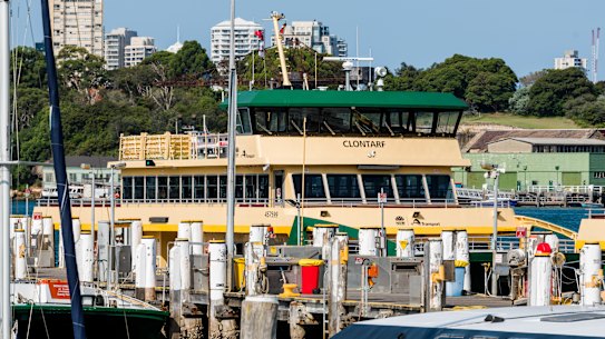 The Clontarf is wet docked at the Balmain shipyards after suffering a catastrophic engine failure.