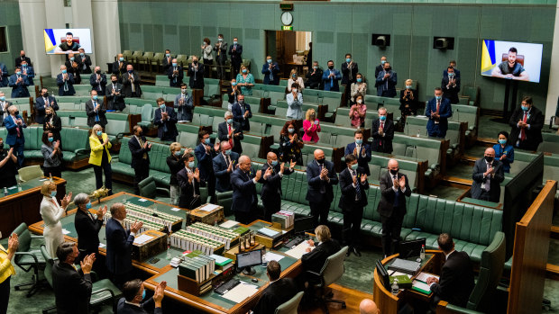 As it happened: Zelensky addresses Australian parliament; Northern NSW remains on major flooding alert